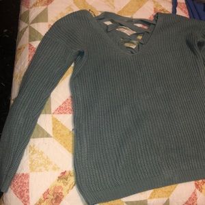 Beautiful blue sweater braided open back